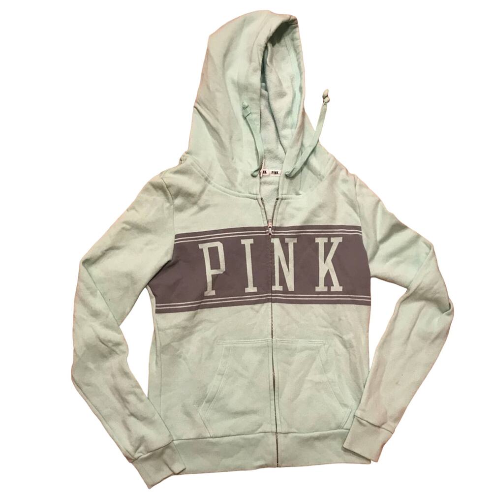 Pink Light Green Hooded Sweatshirt S